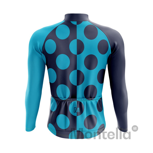 Men's Blue Dots Long Sleeve Cycling Jersey