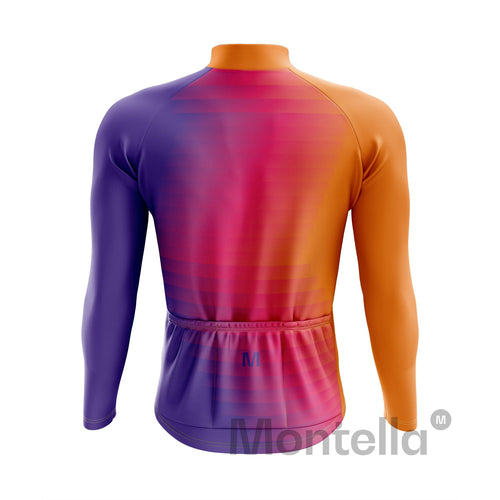Men's Orange Purple Long Sleeve Cycling Jersey