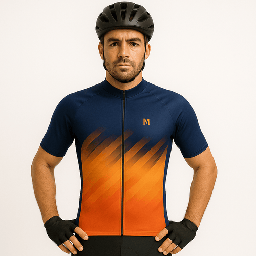 Men's Blue Orange Cycling Jersey or Bib Shorts
