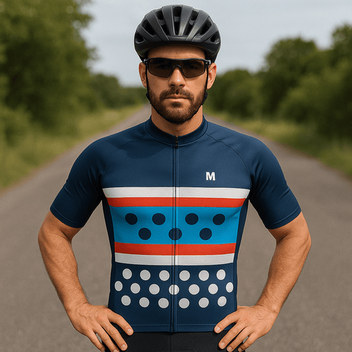 Men's Blue Dots Cycling Jersey or Bib Shorts