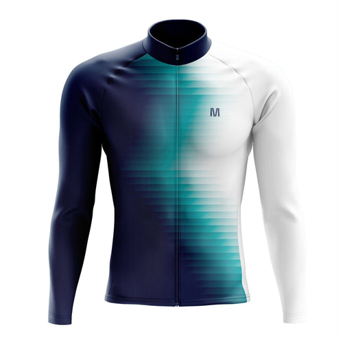 Men's Blue Side Long Sleeve Cycling Jersey