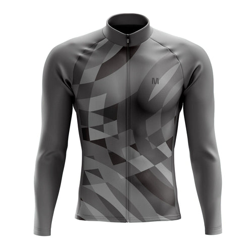 Men's Grey Pattern Long Sleeve Cycling Jersey