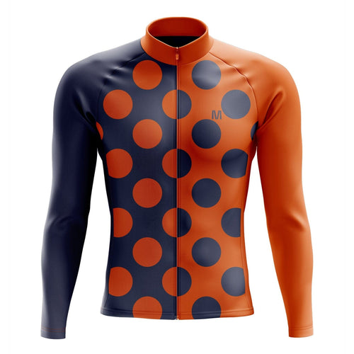 Men's Orange Dots Long Sleeve Cycling Jersey