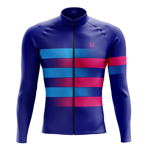 Men's Purple Wave Long Sleeve Cycling Jersey