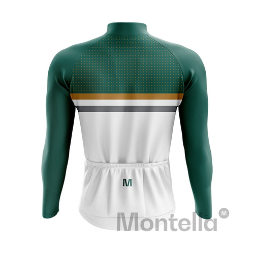 Men's Green White Long Sleeve Cycling Jersey