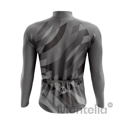 Men's Grey Pattern Long Sleeve Cycling Jersey