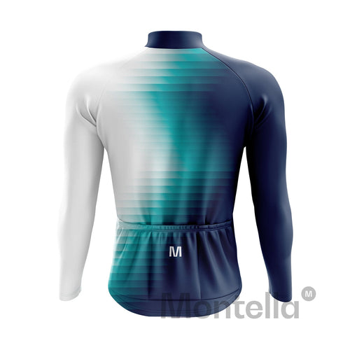 Men's Blue Side Long Sleeve Cycling Jersey