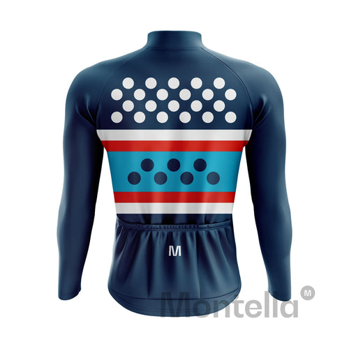 Men's Blue Dots Long Sleeve Cycling Jersey