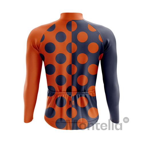 Men's Orange Dots Long Sleeve Cycling Jersey
