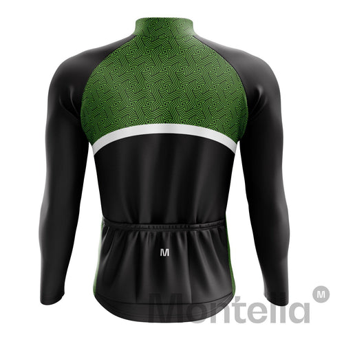 Men's Dark Green Long Sleeve Cycling Jersey