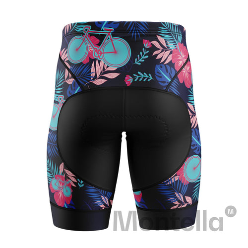 Pantaloncini ciclistici blu tropicali femminili