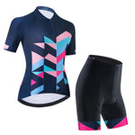 Maillot ou short de cyclisme bleu rose pour femmes