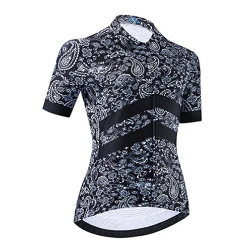 Maillot ou cuissard de cyclisme à motif Bandana noir pour femmes
