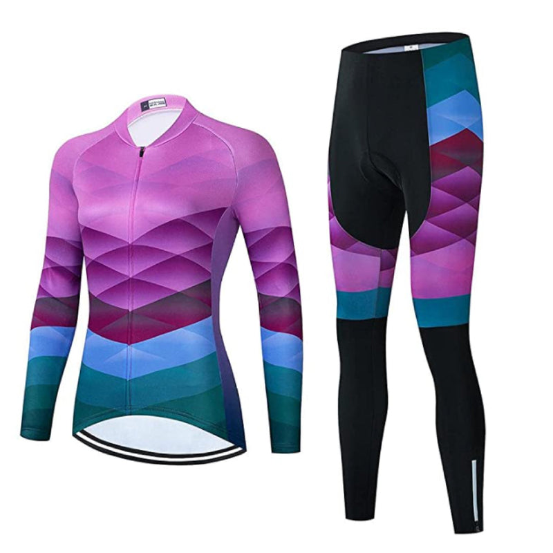 Women's Pink Gradient Long Sleeve Cycling Jersey or Pants