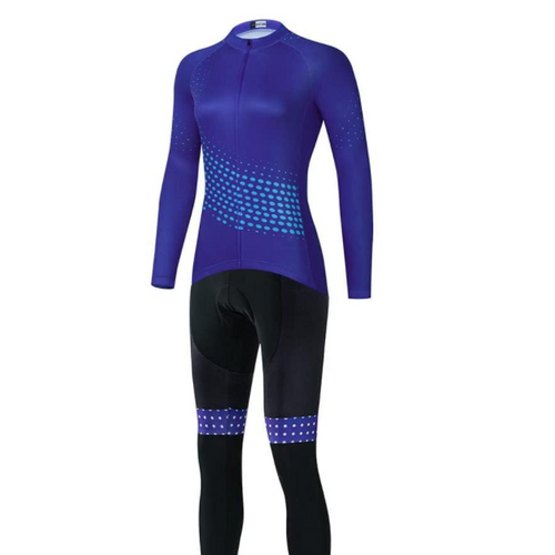 Maillot ou pantalon de cyclisme à manches longues bleu pour femmes