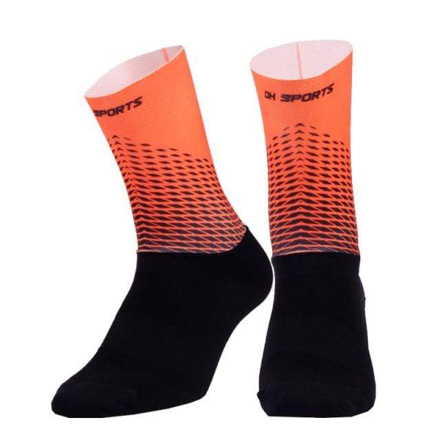 Montella Cycling Orange Half Finger Cycling Gloves and Anti Slip Socks Set