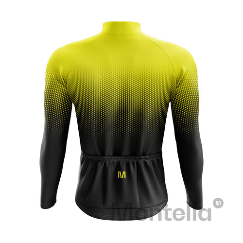 Jersey per ciclismo a manica lunga per gradiente giallo maschile