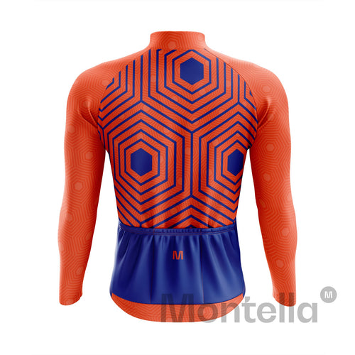 Jersey de ciclismo de manga larga de color naranja para hombres