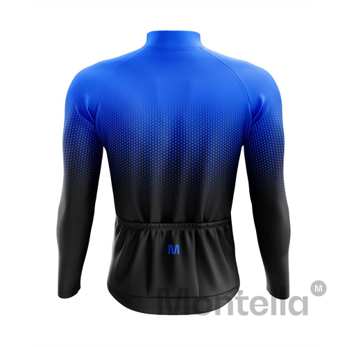 Jersey de ciclismo de manga larga de gradiente azul masculino