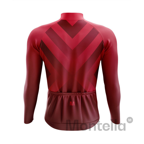 Jersey de ciclismo de manga larga de gradiente rojo para hombres