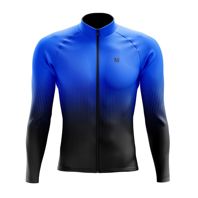 Men's Blue Gradient Long Sleeve Cycling Jersey