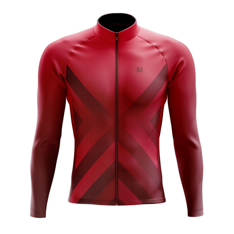 Men's Red Gradient Long Sleeve Cycling Jersey