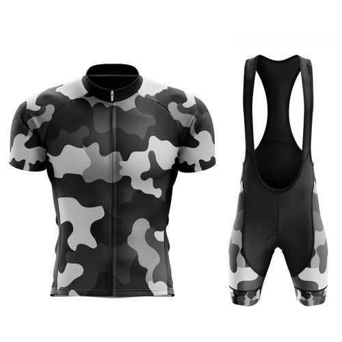 Montella Cycling Cycling Kit Men's Grey Army Camouflage Cycling Jersey and Bibs