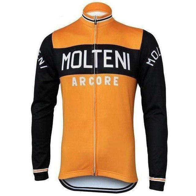 Montella Cycling Long Sleeve No Fleece / XXS / Black Men's Retro Molteni Orange Long Sleeve Cycling Jersey