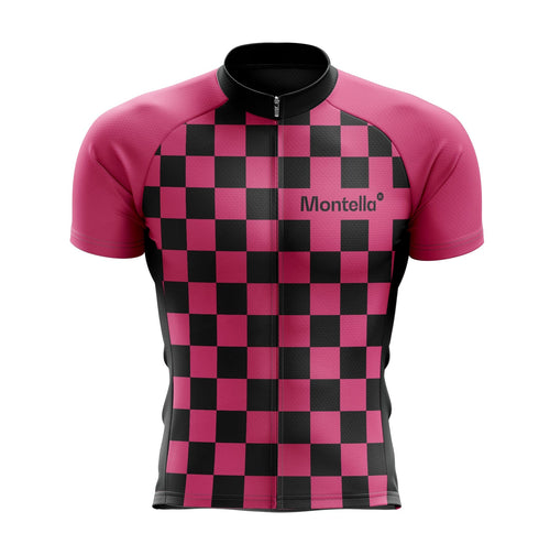 Montella Cycling Cycling Kit Jersey Only / XS Men's Pink Squares Cycling Jersey or Bibs