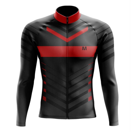 Montella Cycling Long Sleeve Men's Red Black Long Sleeve Cycling Jersey