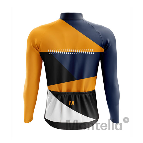 Montella Cycling Men Long Sleeve Men's Yellow Side Long Sleeve Cycling Jersey