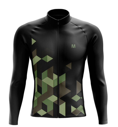 Montella Cycling Men's Black Geo Long Sleeve Cycling Jersey