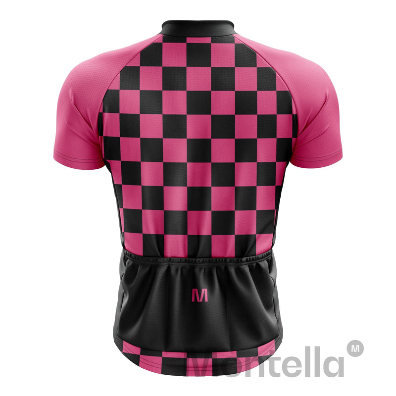 Montella Cycling Men SS Jersey Men's Pink Squares Cycling Jersey