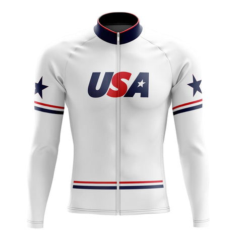 Maglia Ciclismo Uomo Manica Lunga – Bianca, Full Zip – Taglie S-5XL
