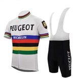 top-cycling-wear Jersey with White Shorts / XS Peugeot BP Michelin White Vintage Cycling Jersey Set