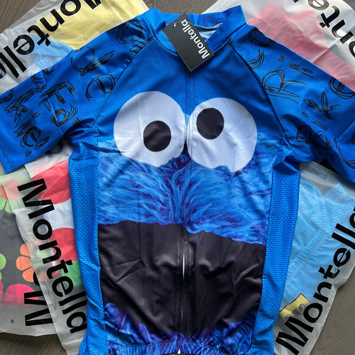 top-cycling-wear Short Sleeve Jersey Men's Cookie Monster Cycling Jersey or Bibs