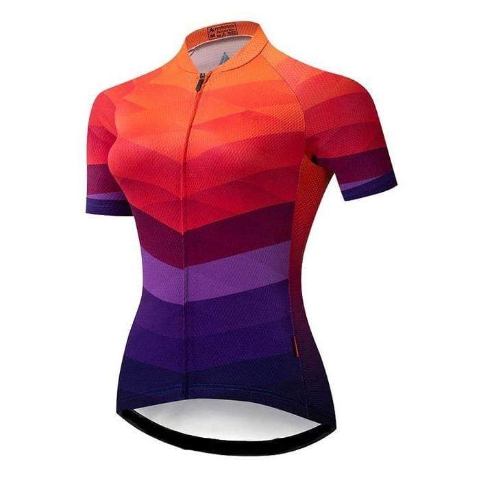 Montella Cycling S / Jersey Only Women's Orange Pattern Cycling Jersey or Shorts